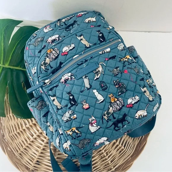 Vera Bradley Quilted Blue Cat Print - cat’s meow mini Backpack Vera Bradley Cats Meow Backpack | eBay main image 4